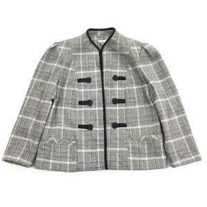 Vintage 1970s Marty Gutmacher Houndstooth Plaid Open Front Blazer Jacket L Black